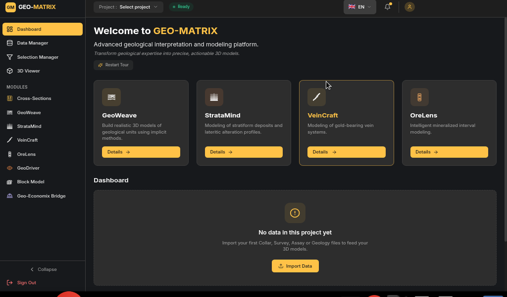 GEO-MATRIX dashboard